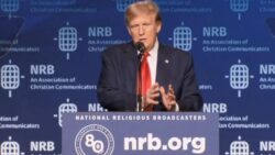 Donald Trump speaking at the National Religious Broadcasters convention